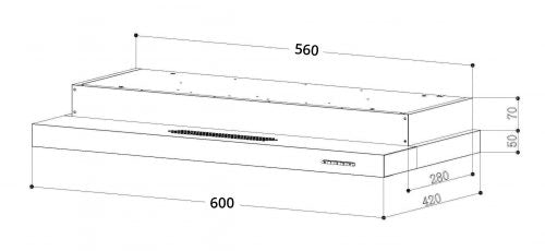 Tecno 60cm Slim Line Cooker Hood with Black Acrylic Front Panel