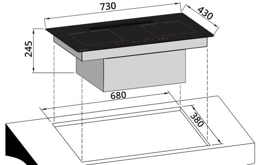 Tecno 73cm Induction Hob with Integrated Plasma Hood