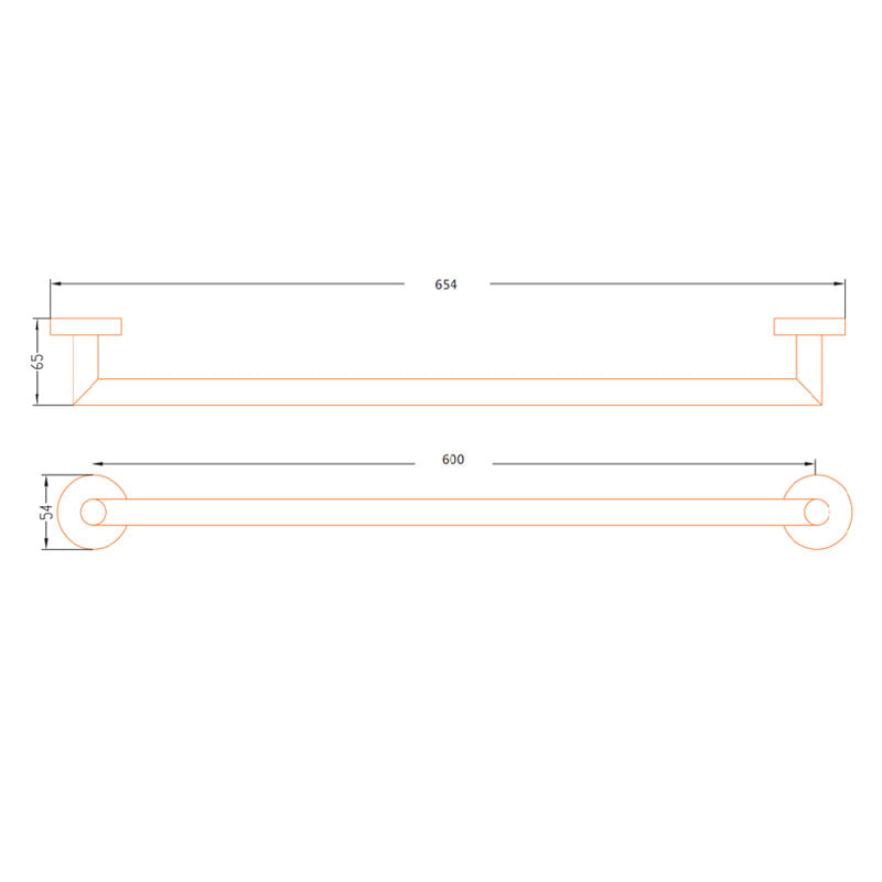 Aalto Matte Black Single Towel Bar (64cm)