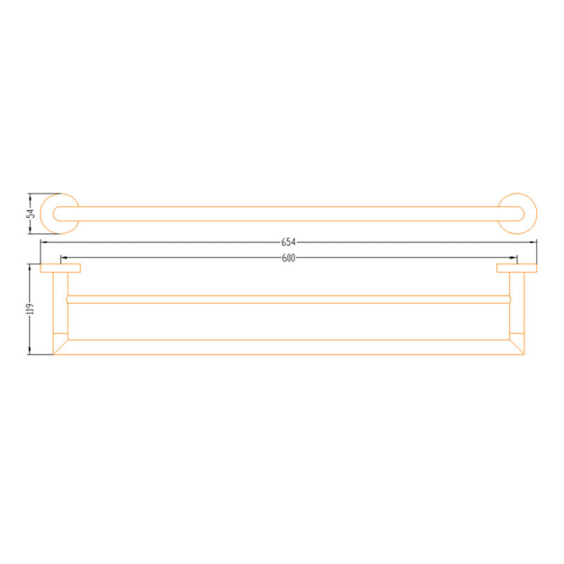 Aalto Matte Black Double Towel Bar (64cm)