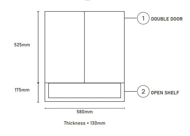 Vera VC.6022-WG (58CM) Mirror Cabinet