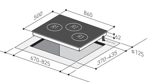 Mayer MMSS883HI 86cm 3 Burner Stainless Steel Gas Hob