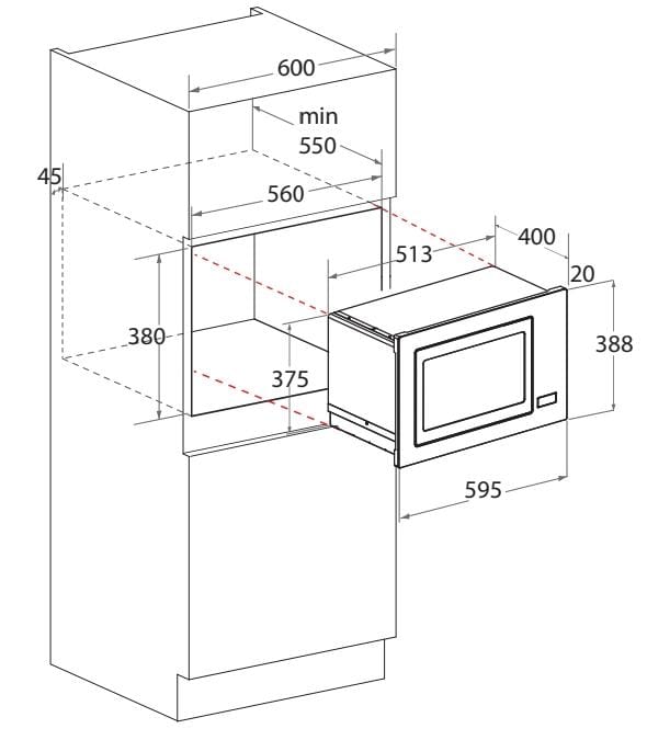 Mayer MMWG25B 38cm Built-In Microwave Oven with Grill