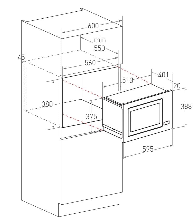 Mayer MMWG30B-RG 25L Built-In Microwave Oven with Grill