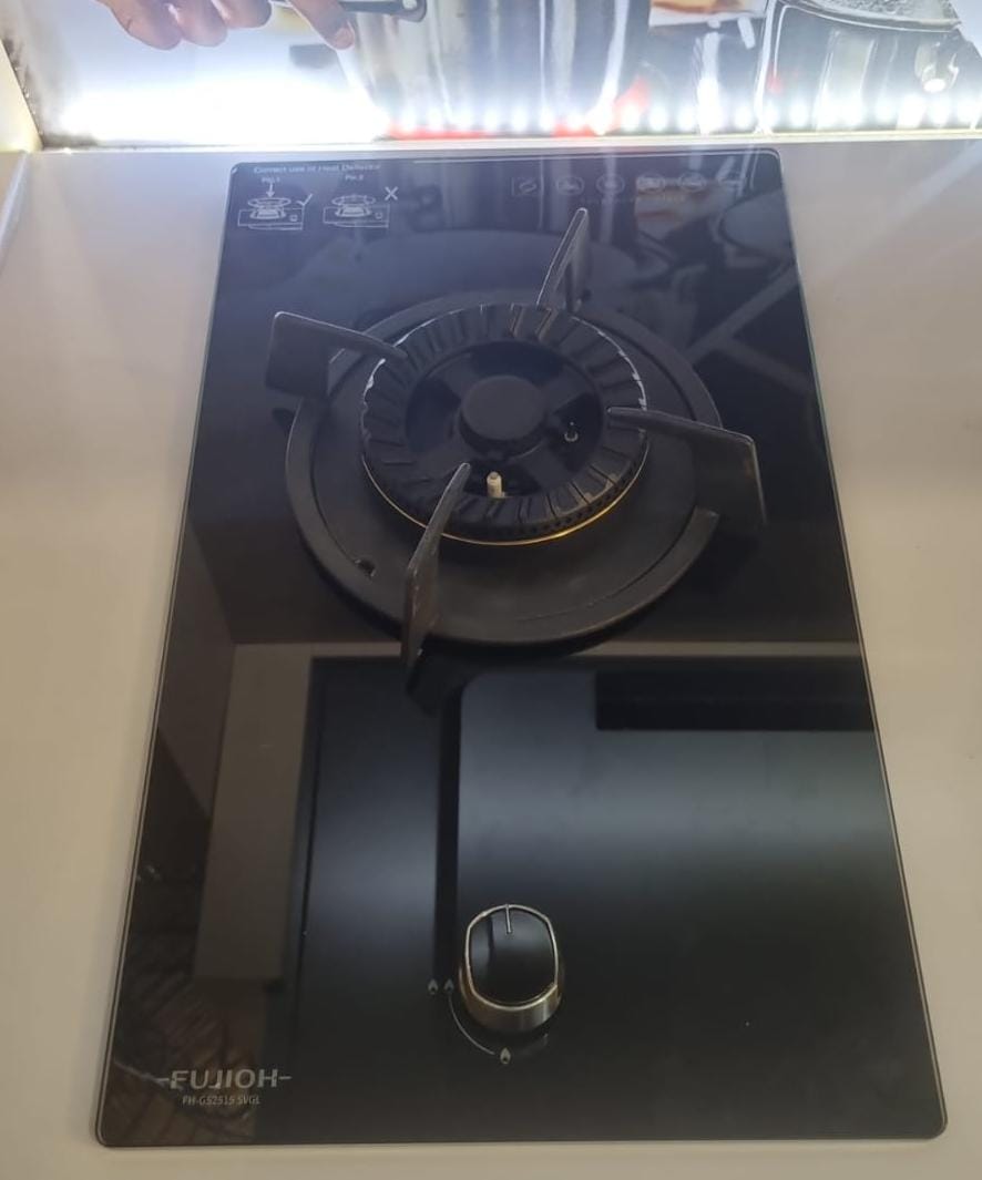 Fujioh FH-GS2515 SVGL Single Burner Domino Gas Hob (Black Glass)