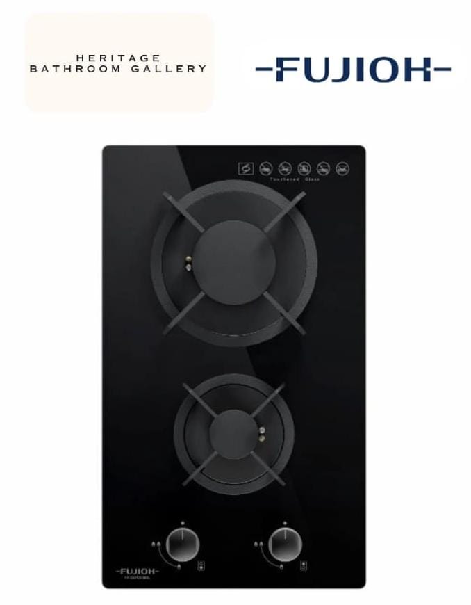 Fujioh FH-GS2525 SVGL 2 Burner Domino Built-In Gas Hob (Black Glass)