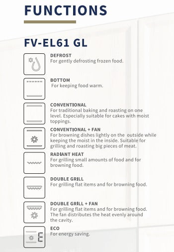 Fujioh FV-EL61GL 70L Built-In Oven With Enamel Coating