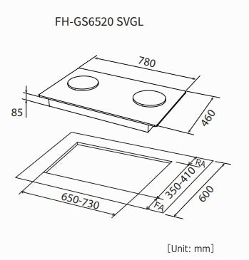 Fujioh FH-GS6520 SVGL 2 Burner Gas Hob (Black Glass)