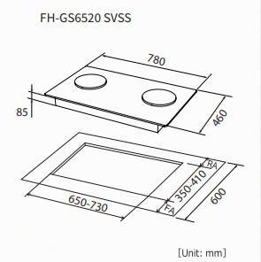 Fujioh FH-GS6520 SVSS 2 Burner Stainless Steel Gas Hob