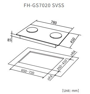 Fujioh FH-GS7020 SVSS 2 Burner Double Inner Flame Stainless Steel Gas Hob