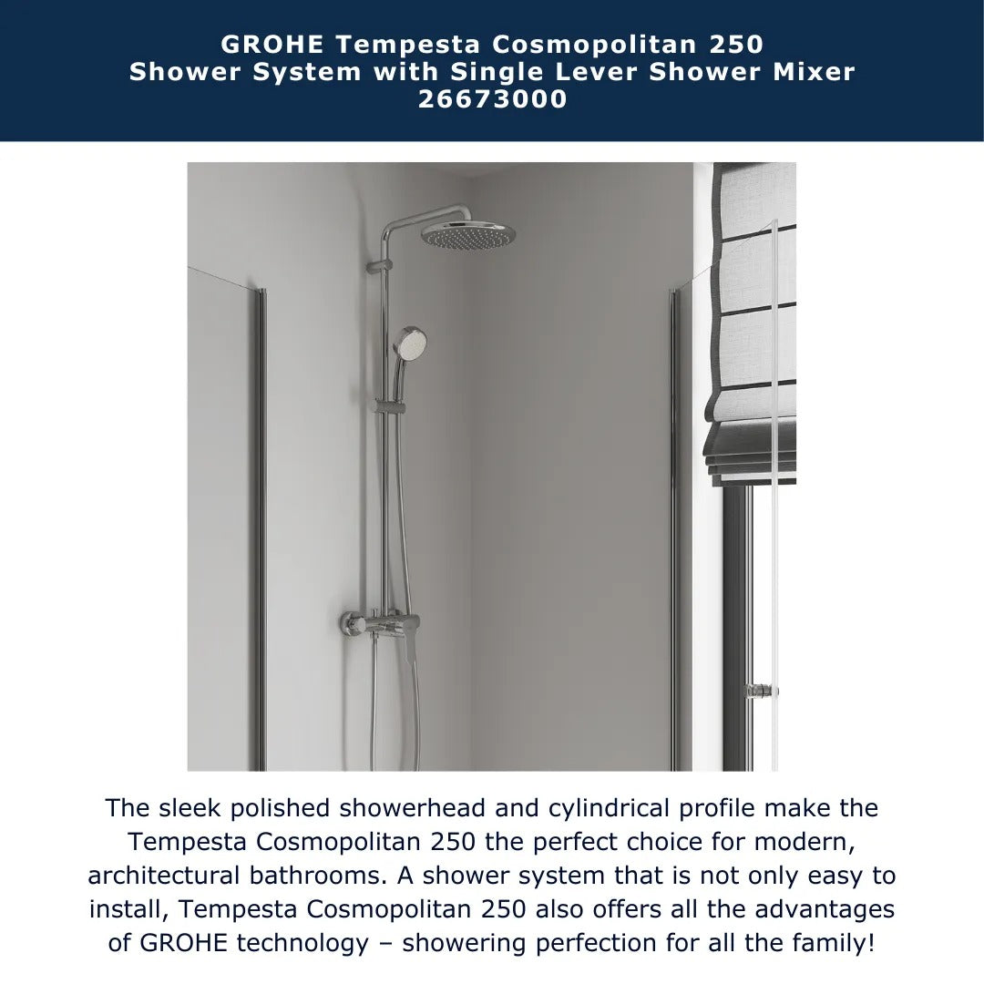 GROHE 26673001 Tempesta Cosmopolitan 250 Shower System with Single Lever Shower Mixer