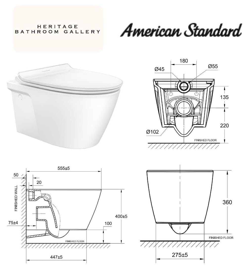 American Standard CL- 31197 Acacia Supasleek Wall Hung Toilet Bowl