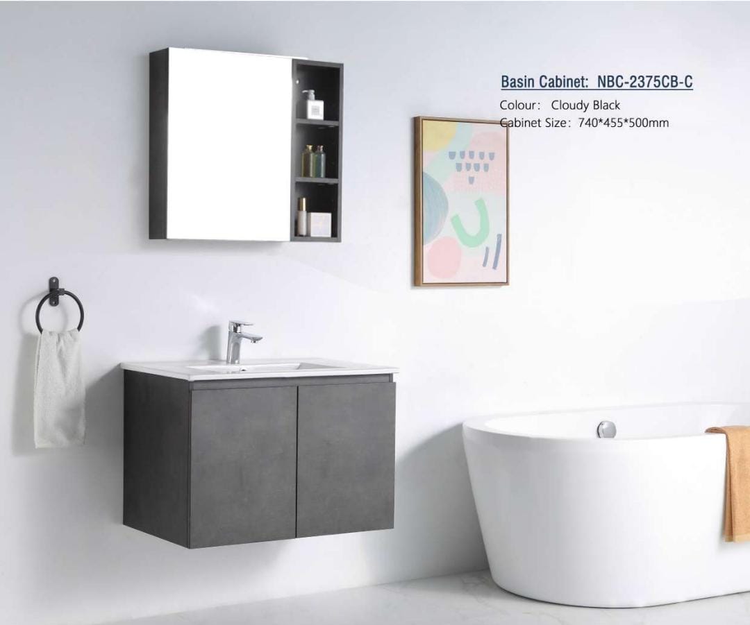 Nexus 65cm Mirror Cabinet (Cloudy Black)
