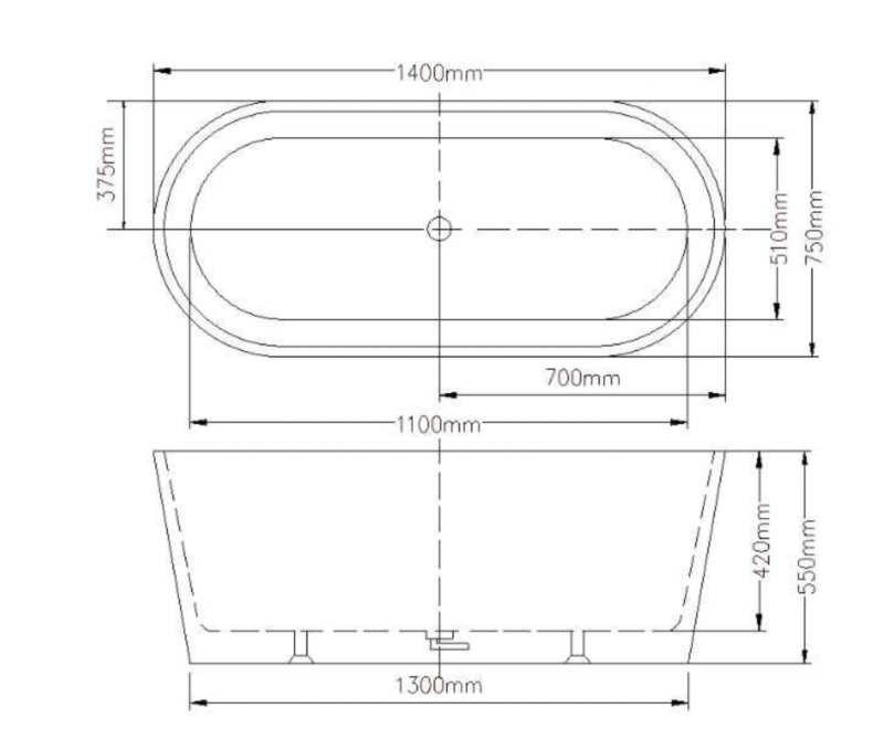 AALTO XD-06214-1400 FREE STANDING BATHTUB
