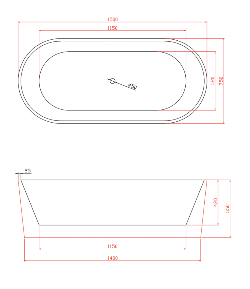AALTO XD-06214-1500 FREE STANDING BATHTUB