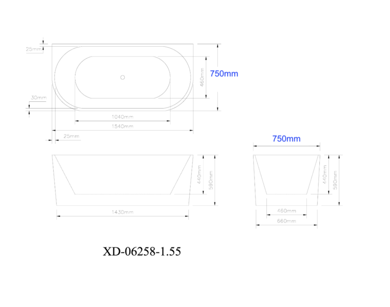 AALTO XD-06258-1550 FREE STANDING BATHTUB
