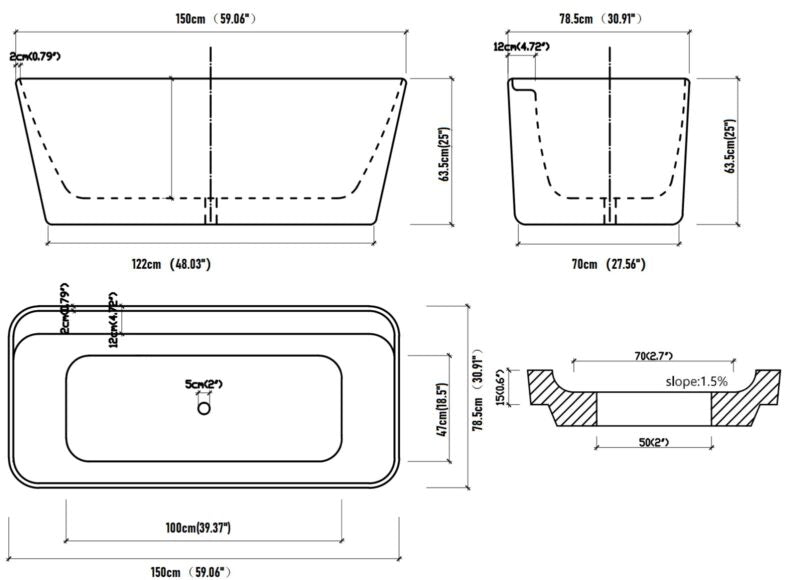 AALTO XD-06304-1500 FREE STANDING BATHTUB