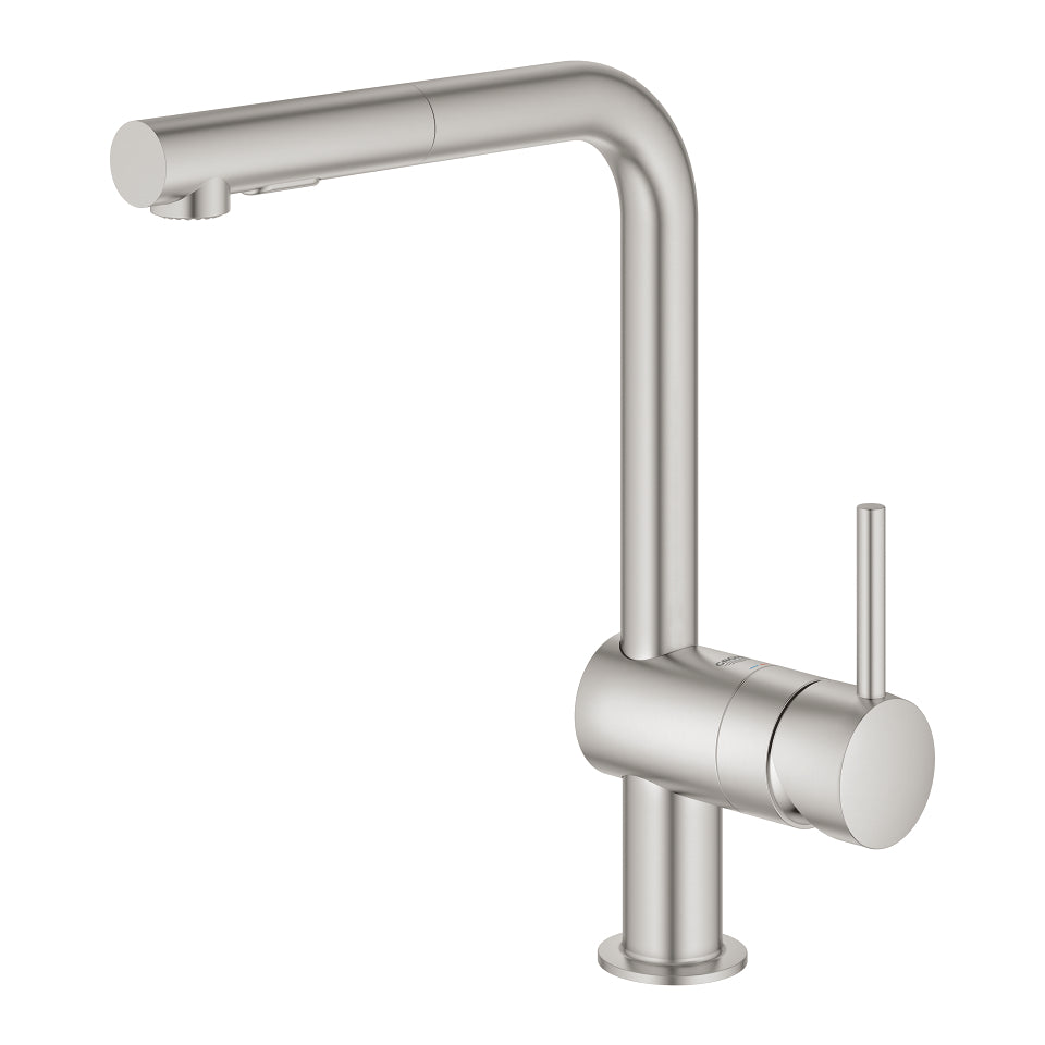 Grohe 30274DC0 Supersteel Minta L-Spout Pull-Out Sink Mixer