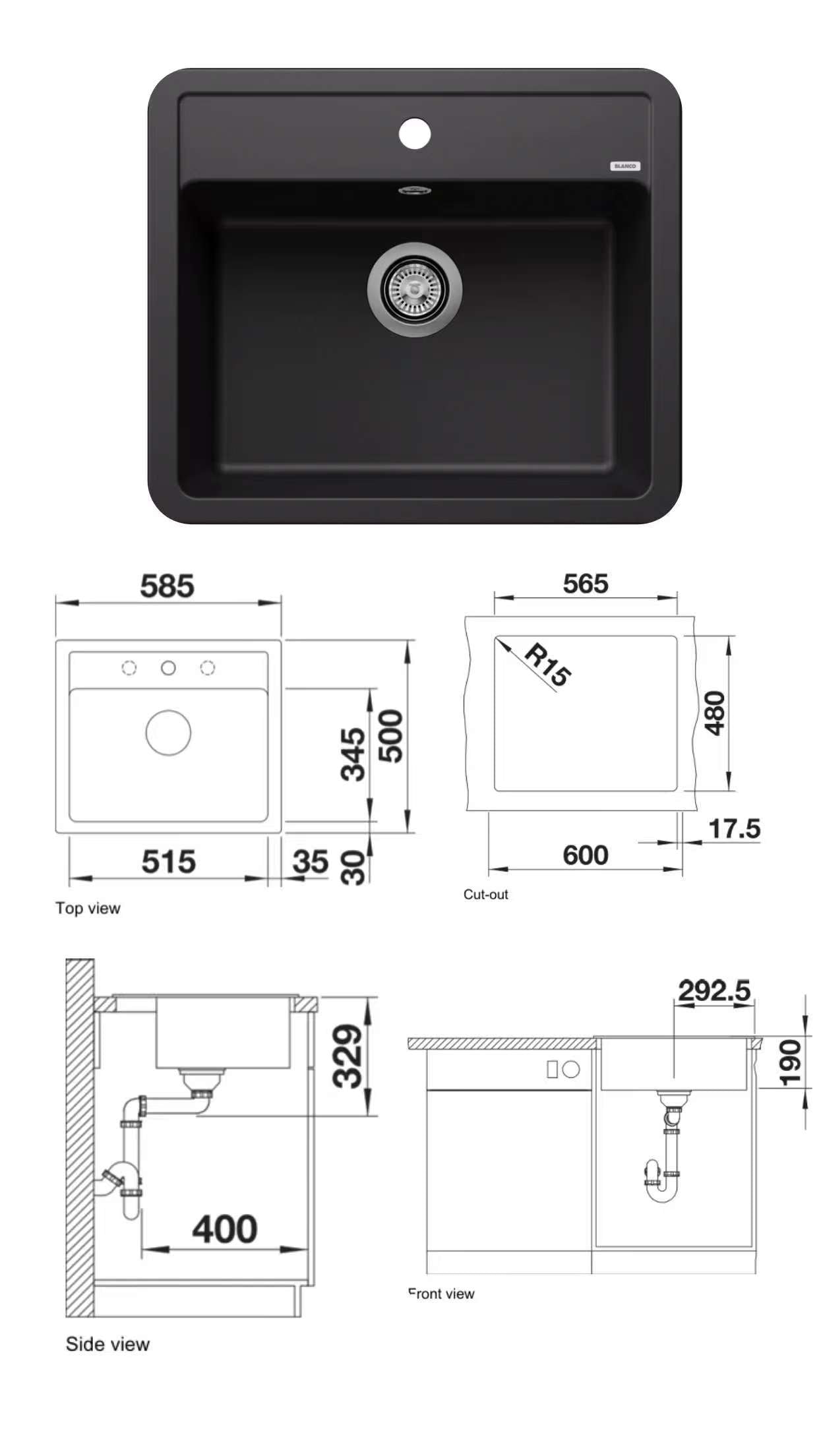 Blanco Legra 6 (Black) Top Mount Kitchen Sink