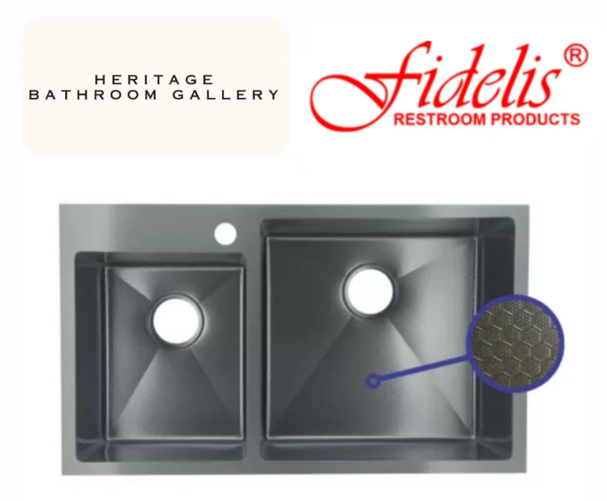 Fidelis Black Honeycomb kitchen sink (Double Bowl)