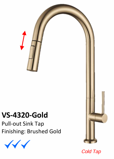 Nobel 4320 Gold Pull Out Kitchen Tap