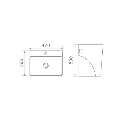 DUSCHE 1005800 WALL MOUNT BASIN (47CM)