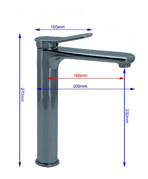 Fidelis FT-7102C Chrome Tall Basin Tap