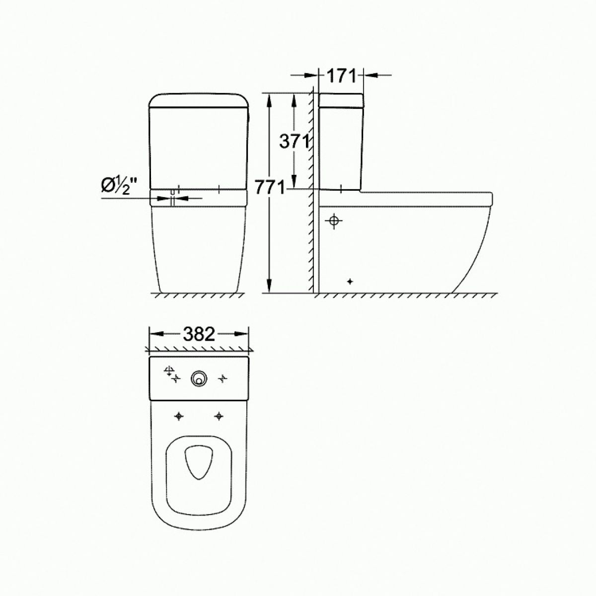 Grohe 3933800H +39330001 + 39332000 Two-Piece Toilet Bowl (Tornado Flush)