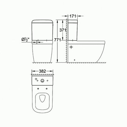 Grohe 3933800H +39330001 + 39332000 Two-Piece Toilet Bowl (Tornado Flush)