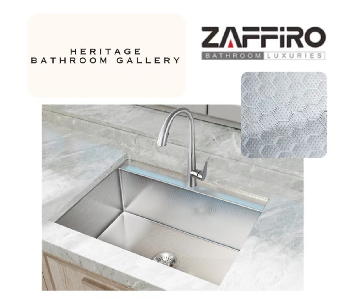【在庫限り】 Zaffiro Embossed Nano 65CM Kitchen Sink – Heritage Bathroom 制汗・デオドラント
