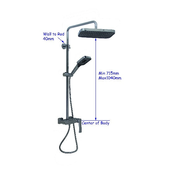 Fidelis FT-7188 Gun Metal Piano design Rain shower set