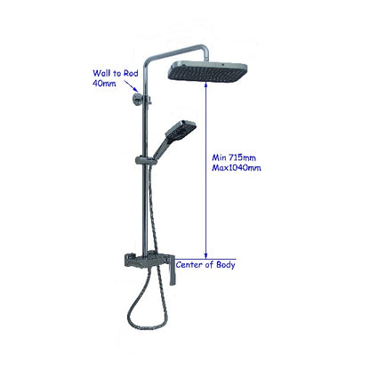 Fidelis FT-7188 Gun Metal Piano design Rain shower set