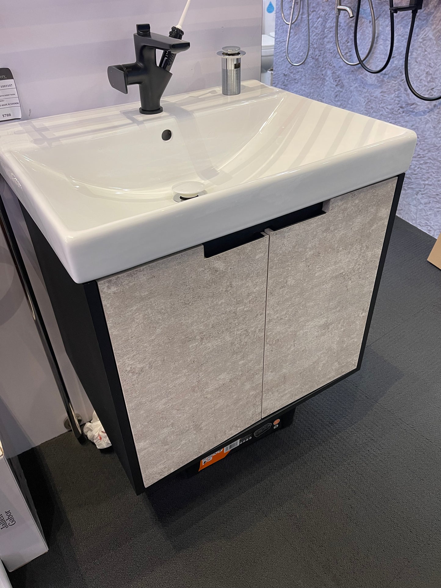 Dusche 2006105MBCG 60cm Basin Cabinet (Matt Black W/Cement Grey)