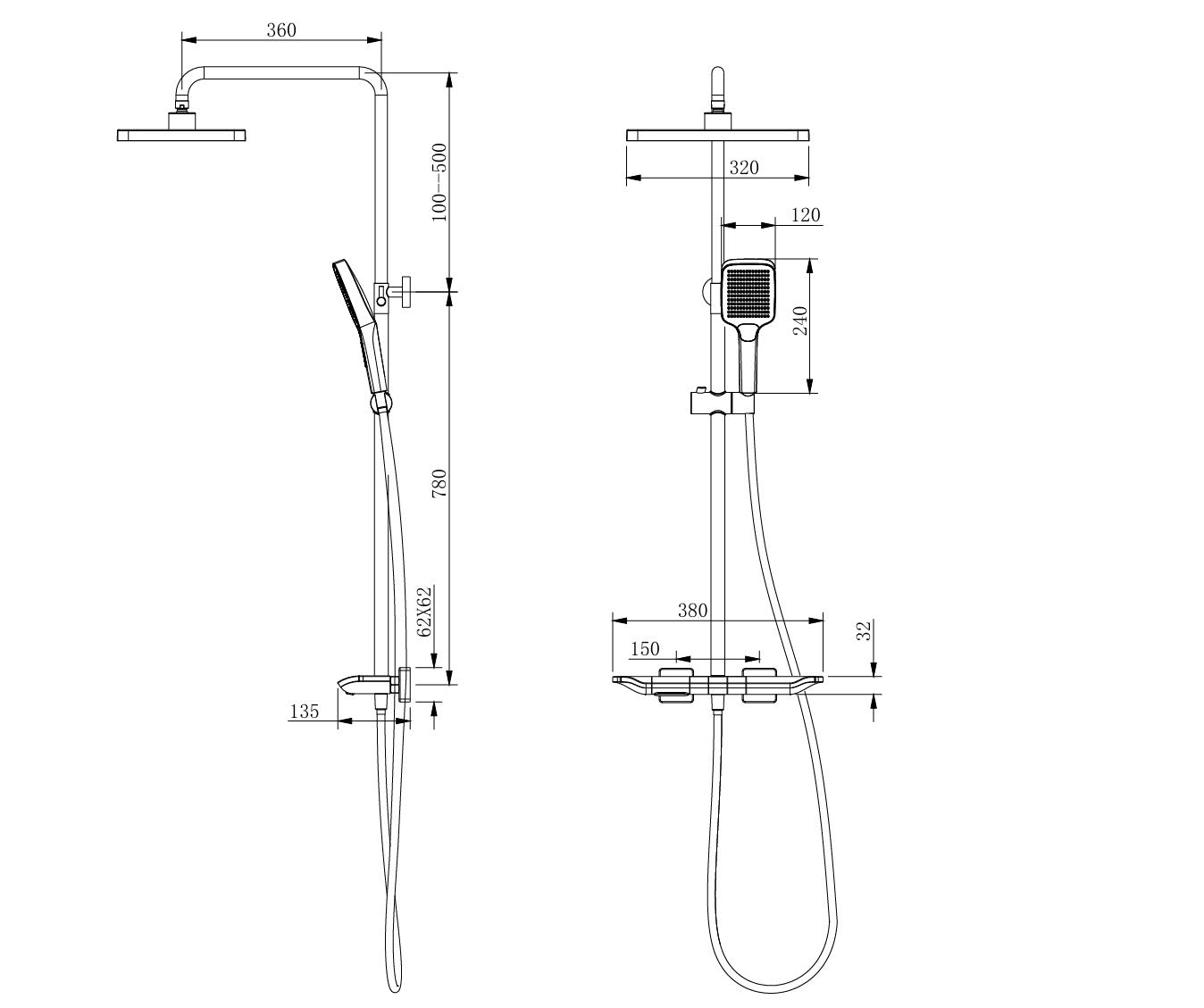 Aalto 3108GM PIANO DESIGN RAINSHOWER SET