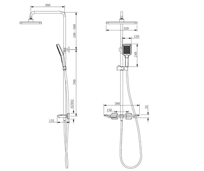 Aalto 3108GM PIANO DESIGN RAINSHOWER SET