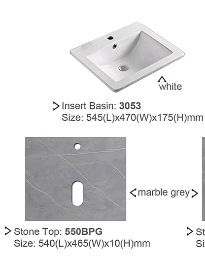 AALTO P3053-PV14 WHITE MARBLE BASIN CABINET