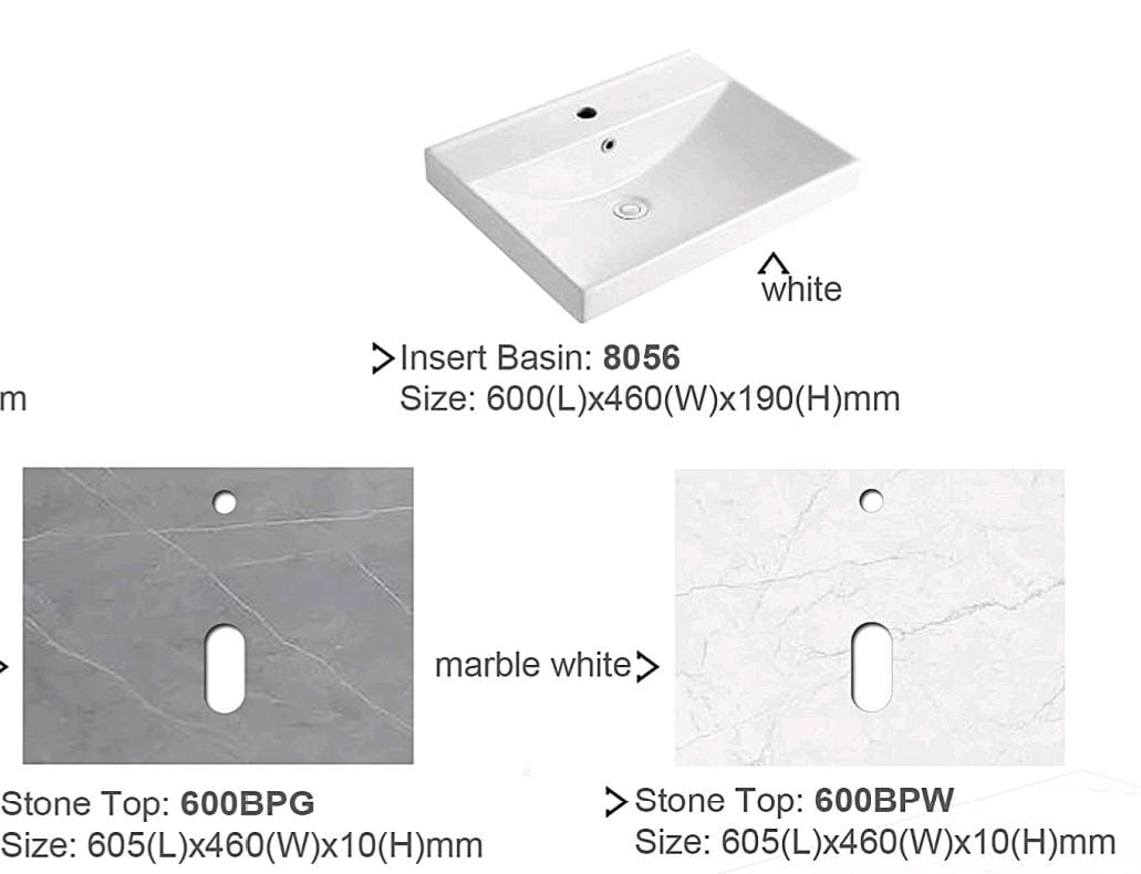 AALTO P8056-PV14 WHITE MARBLE BASIN CABINET