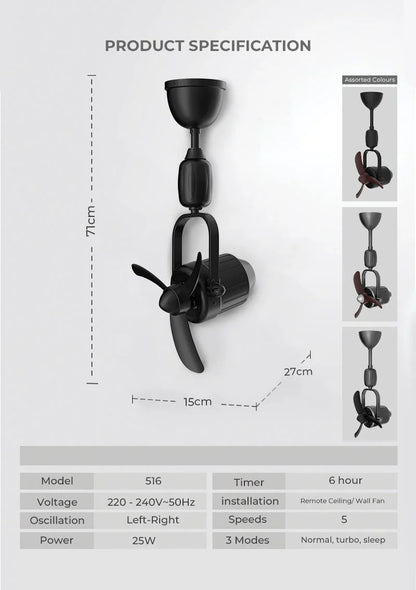 Mistral 516 D Fan Black Corner Fan