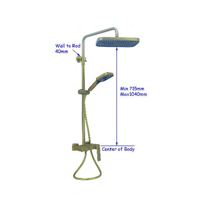 Fidelis FT-7188 Brushed Gold Piano design Rain shower set