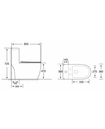 OttO 6767 One-Piece Toilet Bowl (Rimless Flush)