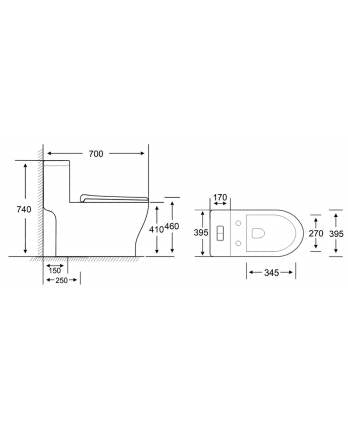 OttO 6769 One-Piece Toilet Bowl (Rimless Flush)