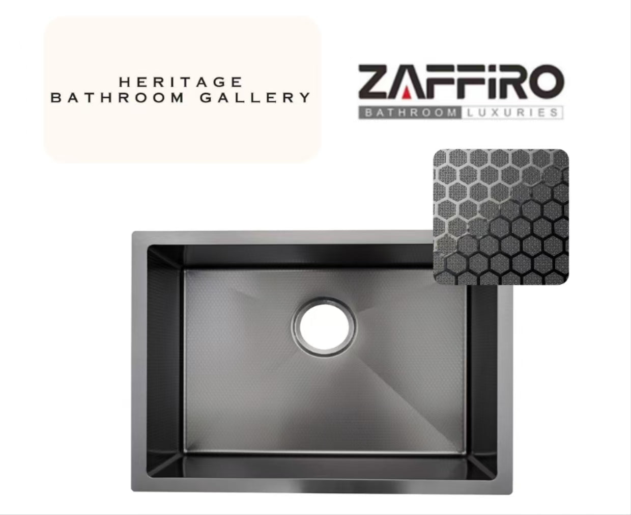 Zaffiro Honeycomb Gun Metal Kitchen Sink