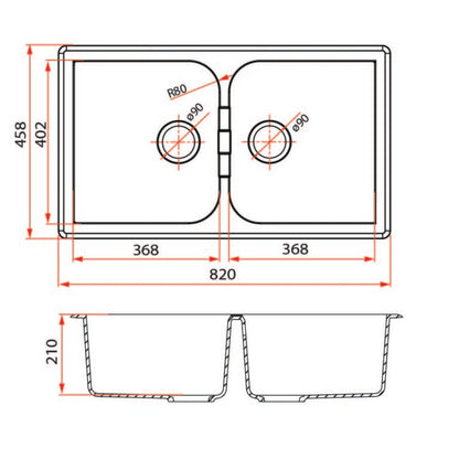 Rubine MEQ 820-82U (82CM) Undermount Kitchen Sink