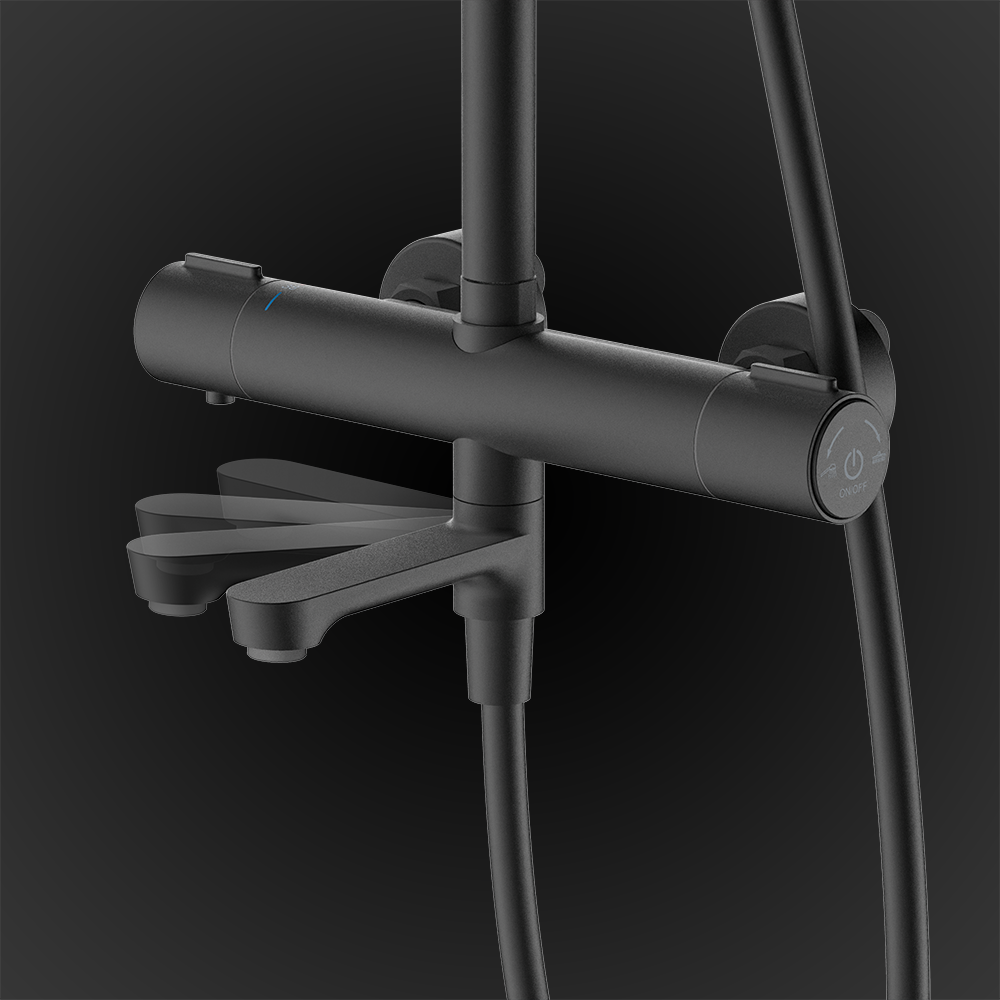 RUBINE RSC-THERMO-R31-BK SERIES RAINSHOWER SET