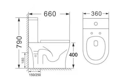 Aalto AL 8050 Two-Piece Toilet Bowl (Tornado Flush)