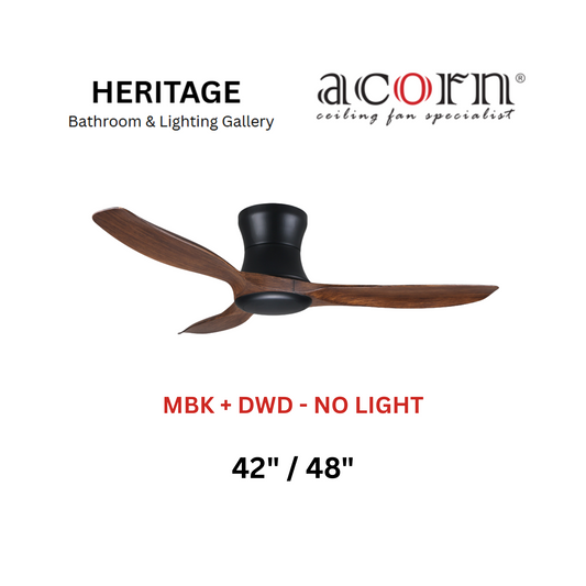 Acorn DC-168H MBK+DWD No Light Ceiling Fan