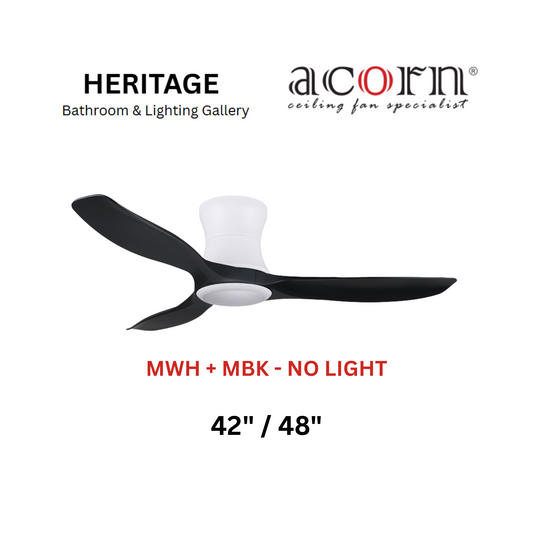 Acorn DC-168H MWH + MBK Without Light Ceiling Fan