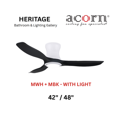 Acorn DC-168H MWH + MBK With Light Ceiling Fan
