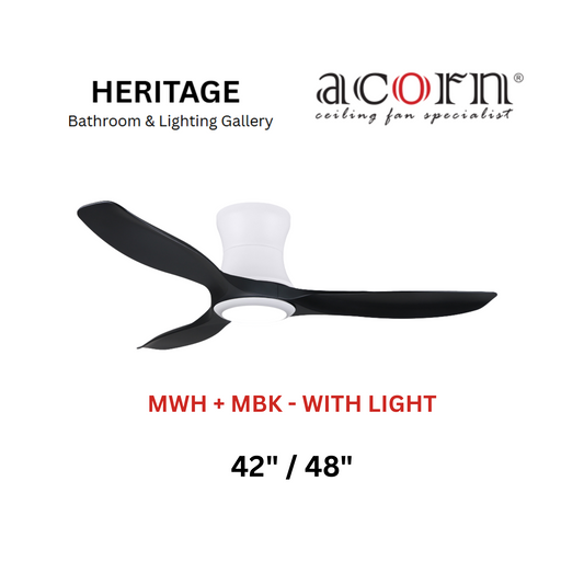 Acorn DC-168H MWH + MBK With Light Ceiling Fan