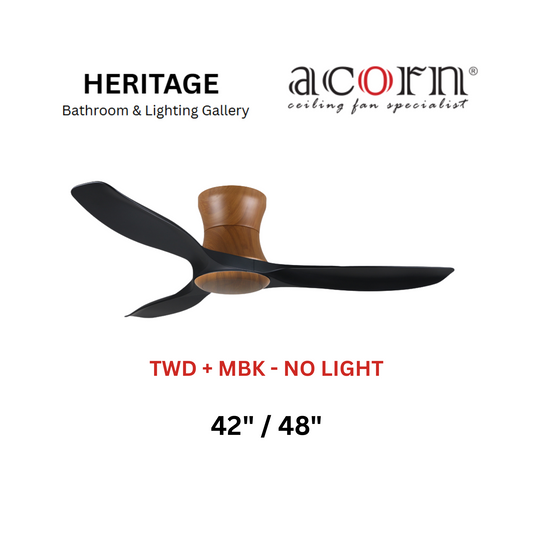 Acorn DC-168H TWD + MBK Without Light Ceiling Fan